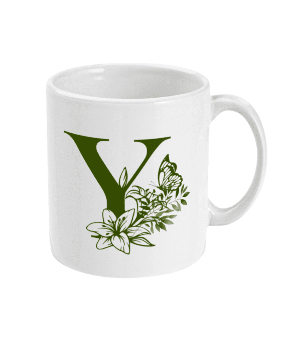 Initial Y with Flowers Mug - Image 4
