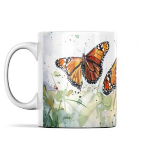 Colourful Monarch Butterfly and Floral Design Ceramic Mug